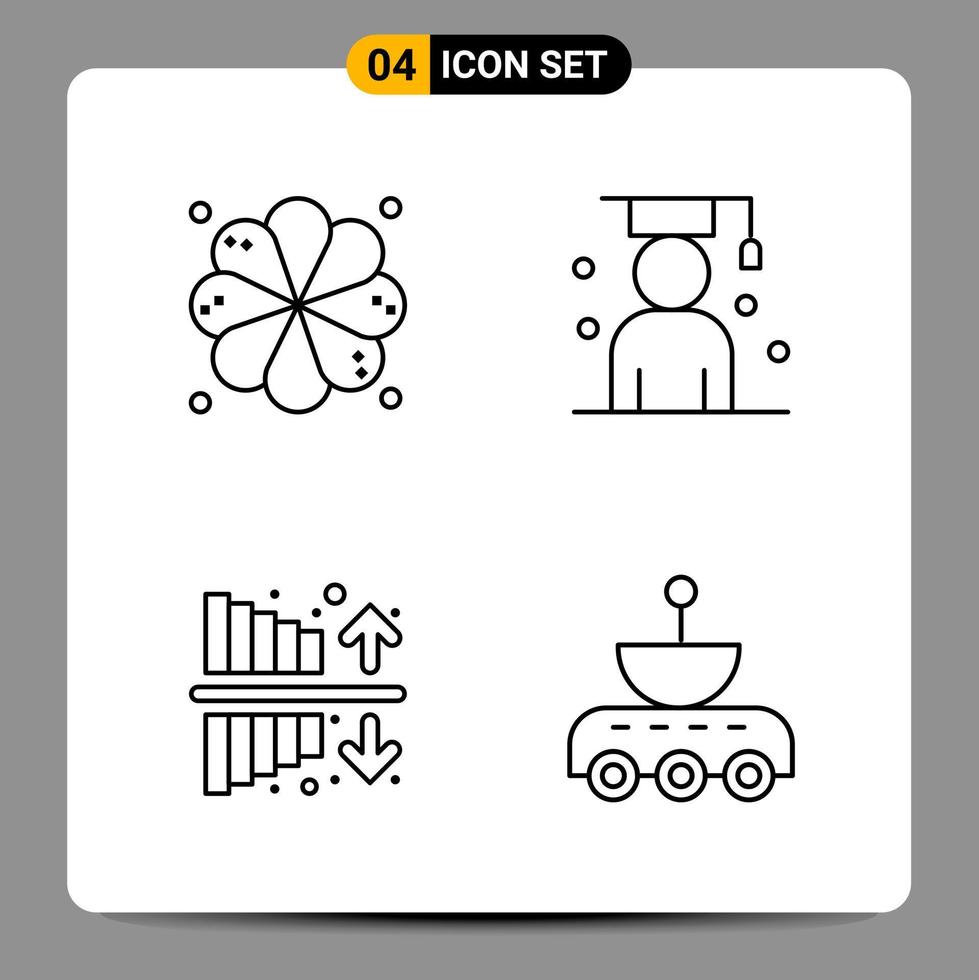Paquete de 4 iconos negros símbolos de contorno signos para diseños receptivos sobre fondo blanco 4 iconos establecidos vector