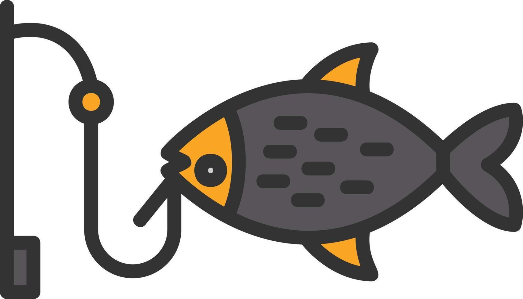 icono lleno de línea de pesca vector