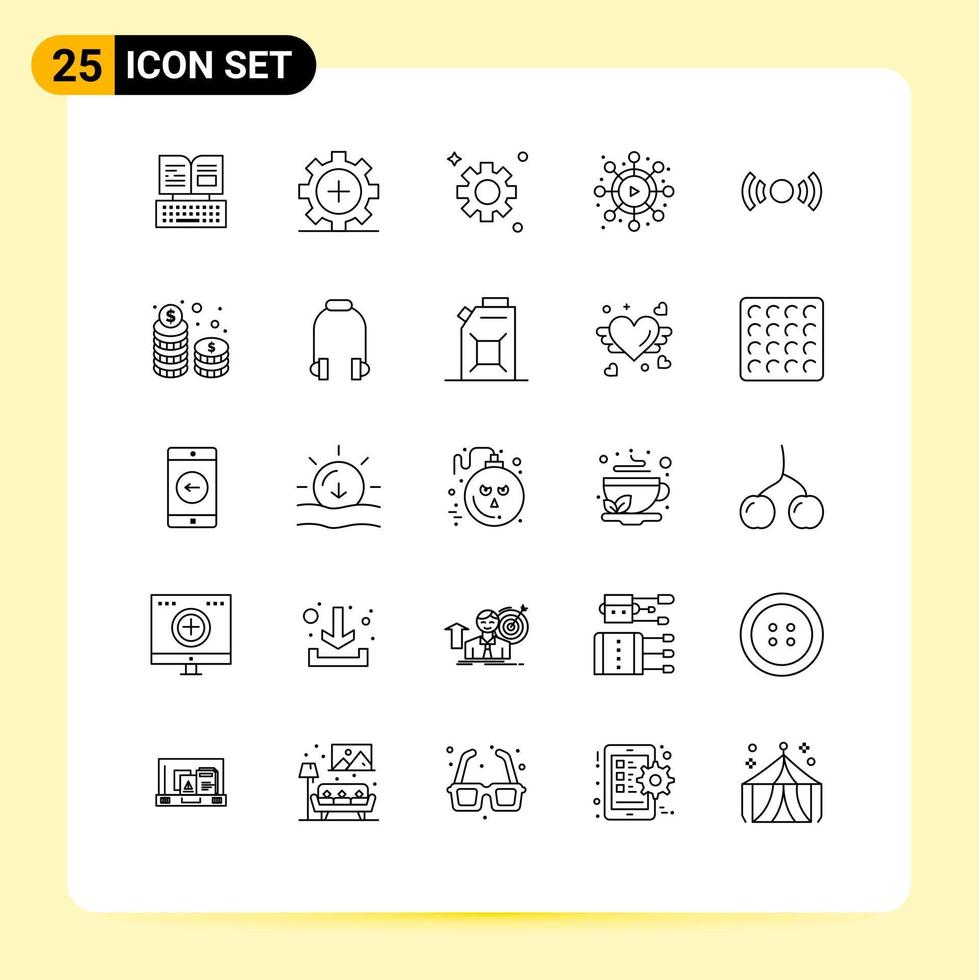 Group of 25 Lines Signs and Symbols for signal basic medical viral network Editable Vector Design Elements