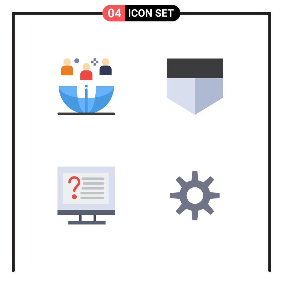 4 Creative Icons Modern Signs and Symbols of freelance desktop meeting shield online Editable Vector Design Elements