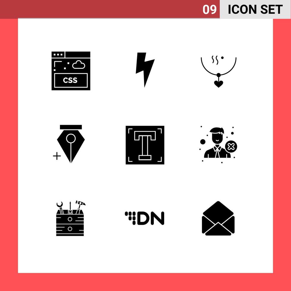 9 Universal Solid Glyph Signs Symbols of program font marriage designer anchor Editable Vector Design Elements
