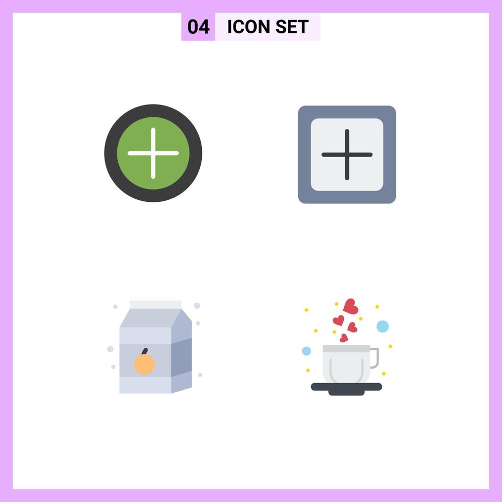 Set of 4 Modern UI Icons Symbols Signs for finance drink add new milk Editable Vector Design Elements