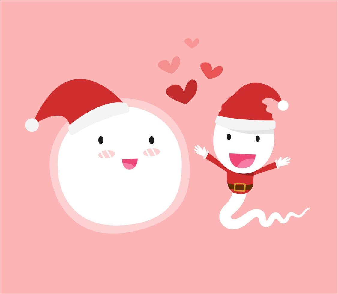 sperm and egg human with christmas celebration costume vector