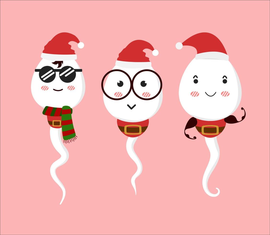 sperm and egg human with christmas celebration costume vector