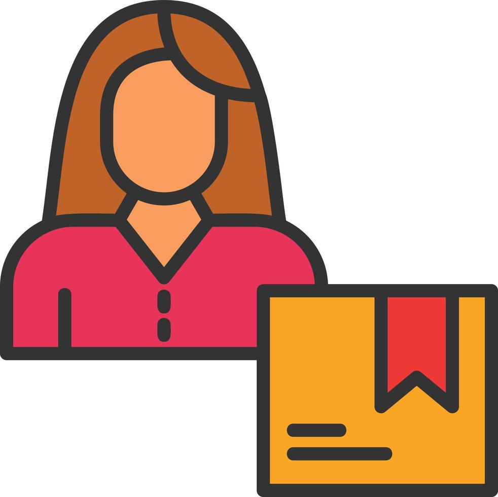 Delivery Girl Line Filled Icon vector