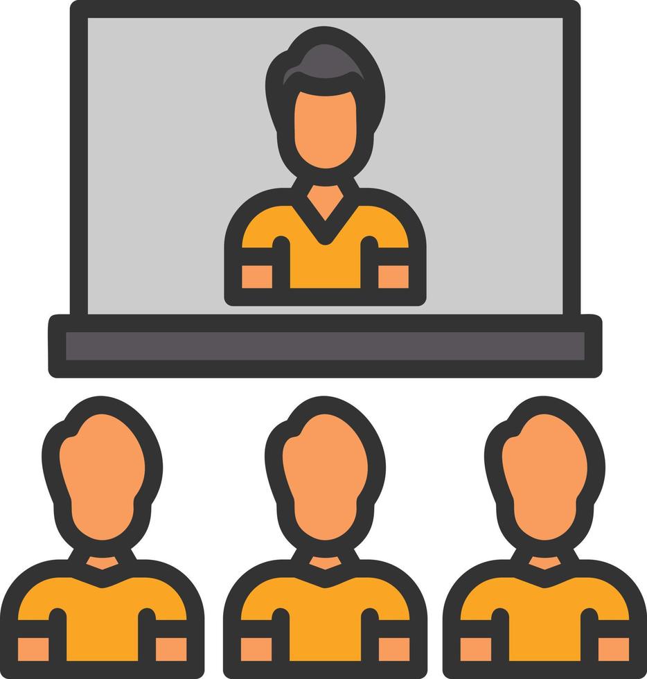 Video Conference Line Filled Icon vector