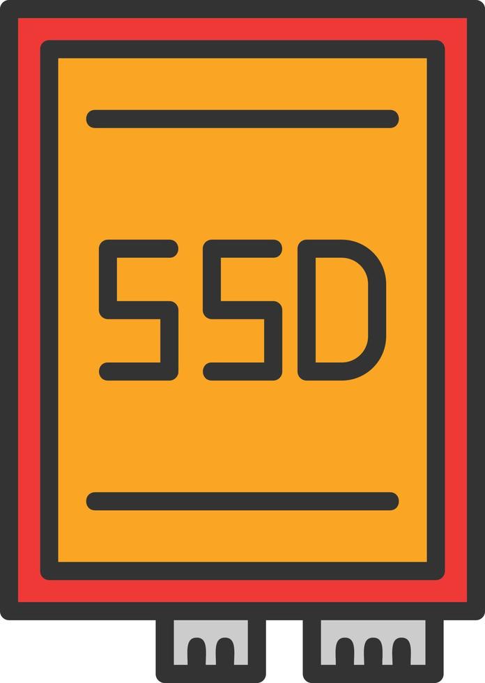 icono lleno de línea de tarjeta ssd vector