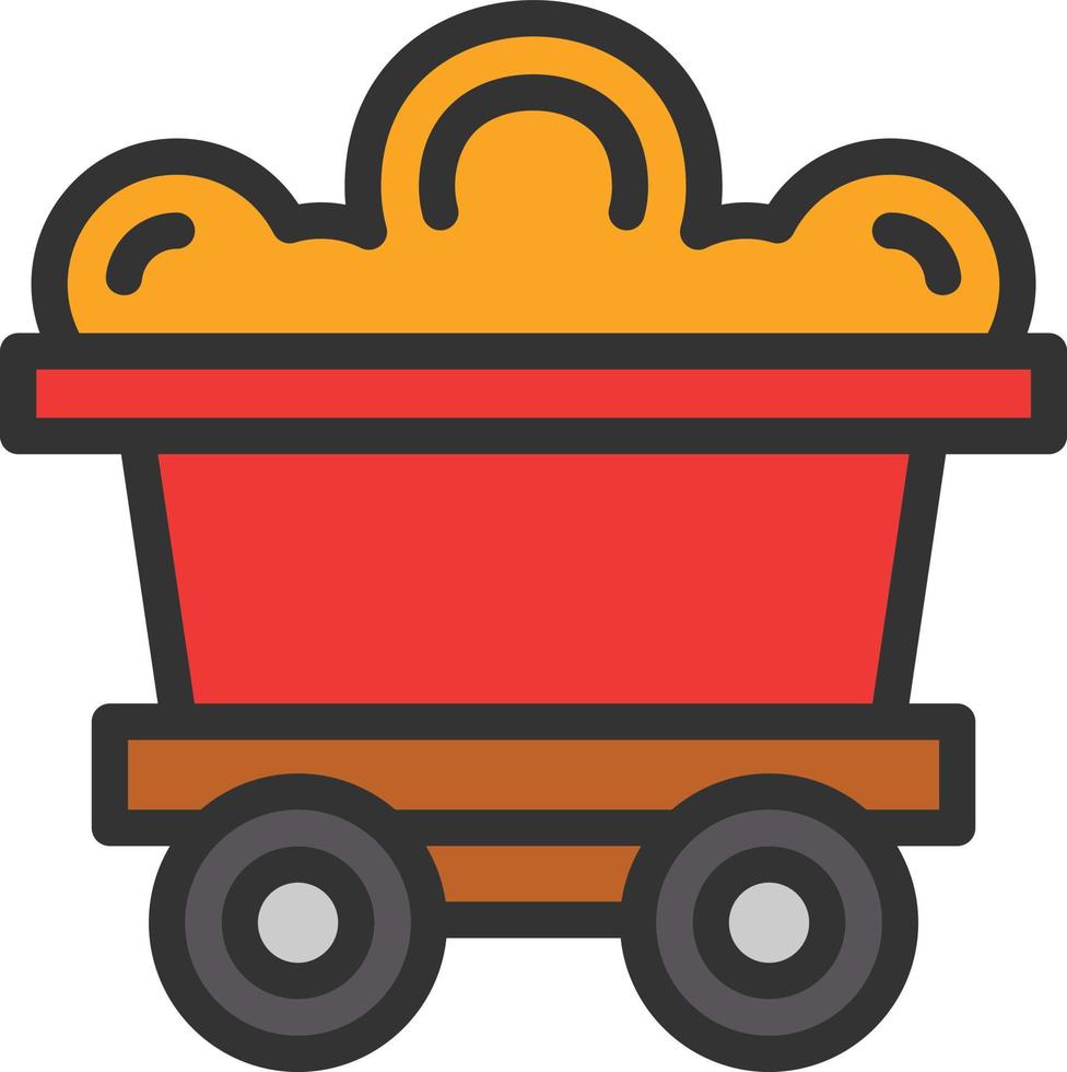 Mining Cart Line Filled Icon vector