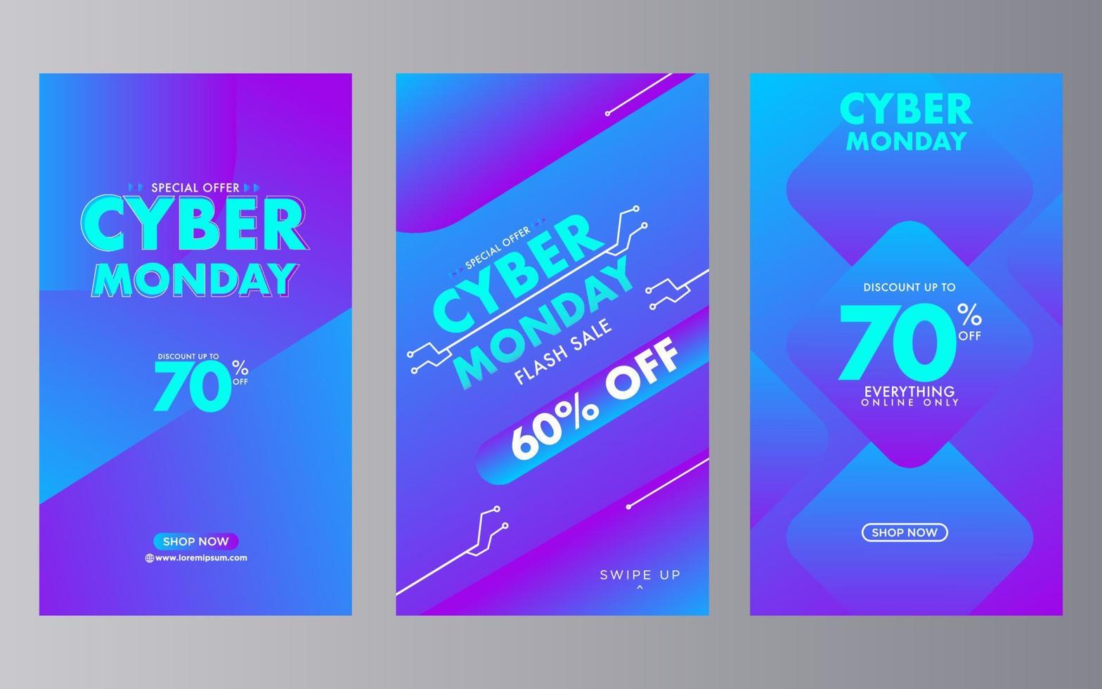 Cyber Monday Social Media Post Template Futuristic Style Pro Vector