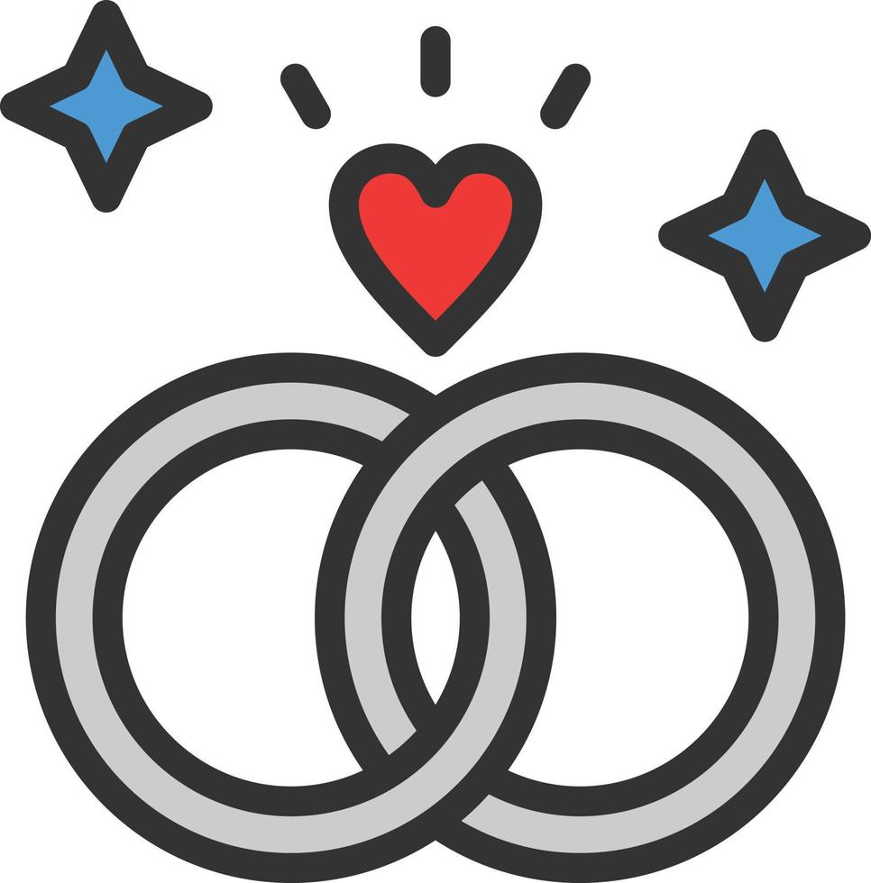 Wedding Rings Line Filled Icon vector