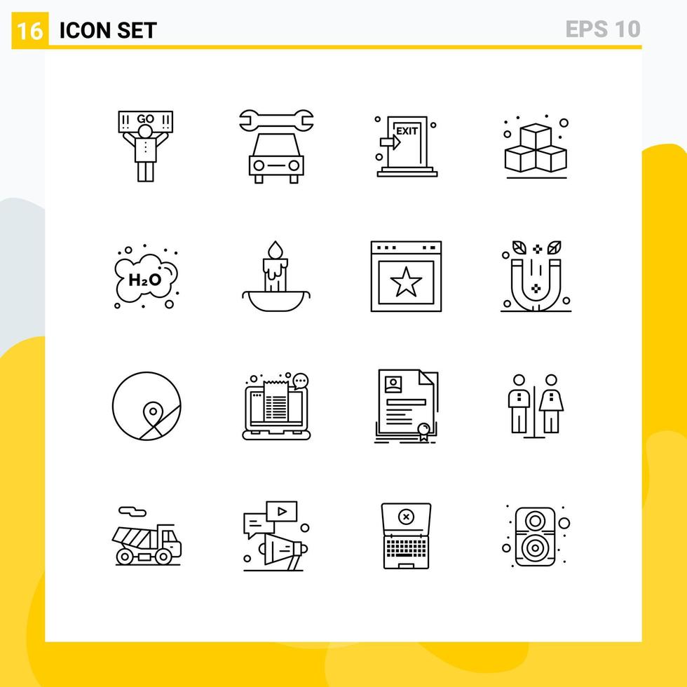 16 Universal Outline Signs Symbols of school education escape cloud box Editable Vector Design Elements