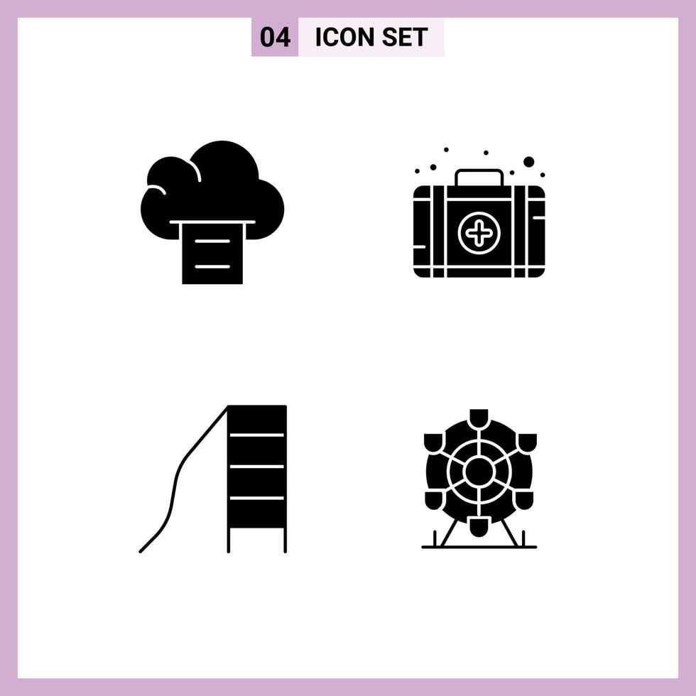 4 iconos creativos signos y símbolos modernos de ayuda de diapositivas en la nube elementos de diseño vectorial editables para el parque de bebés vector