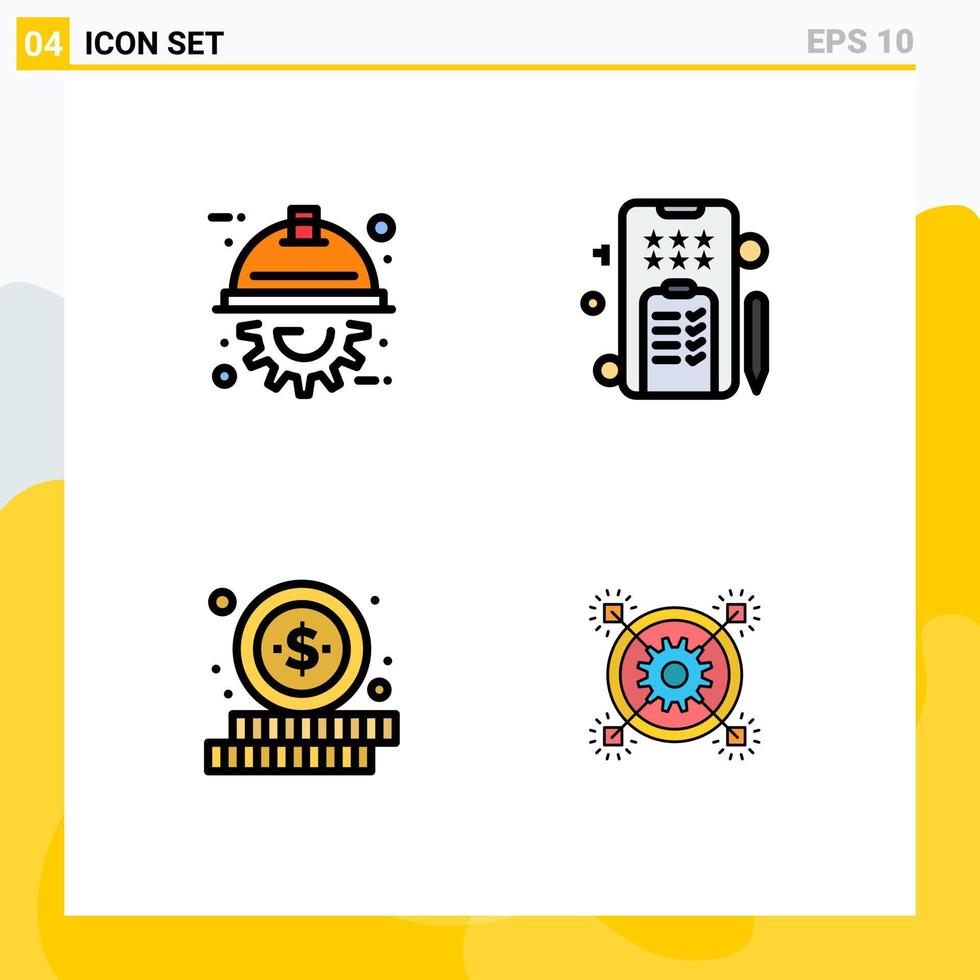 Set of 4 Modern UI Icons Symbols Signs for automation money project online business Editable Vector Design Elements