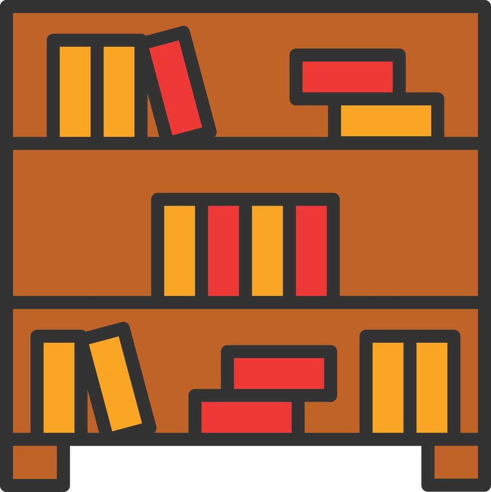 Bookshelf Line Filled Icon vector