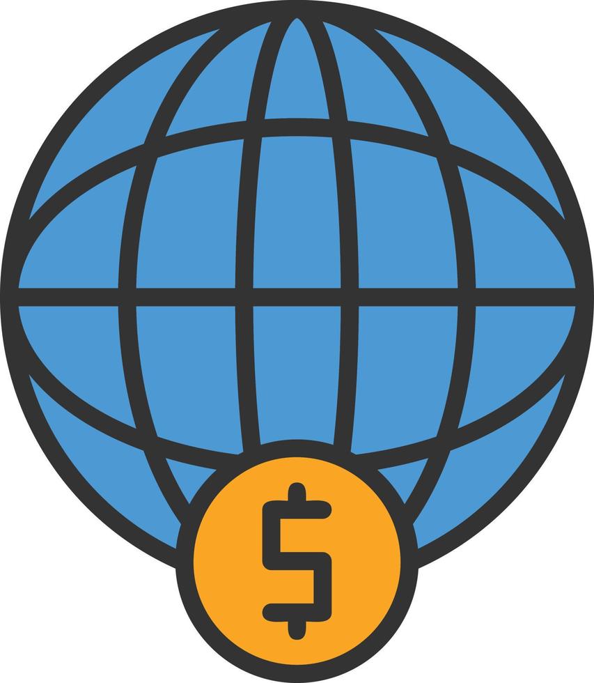 icono lleno de línea financiera mundial vector