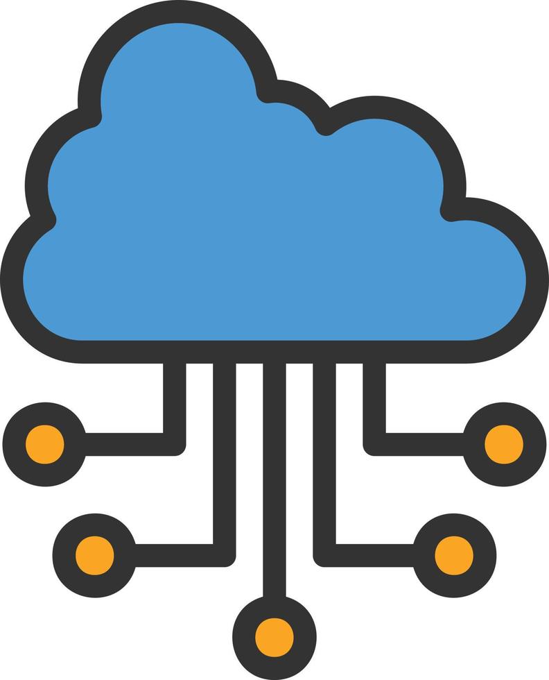 icono lleno de línea de computación en la nube vector