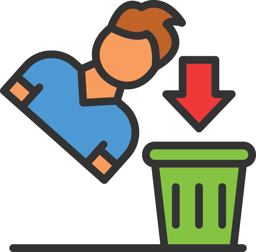 Thrown Away Line Filled Icon vector