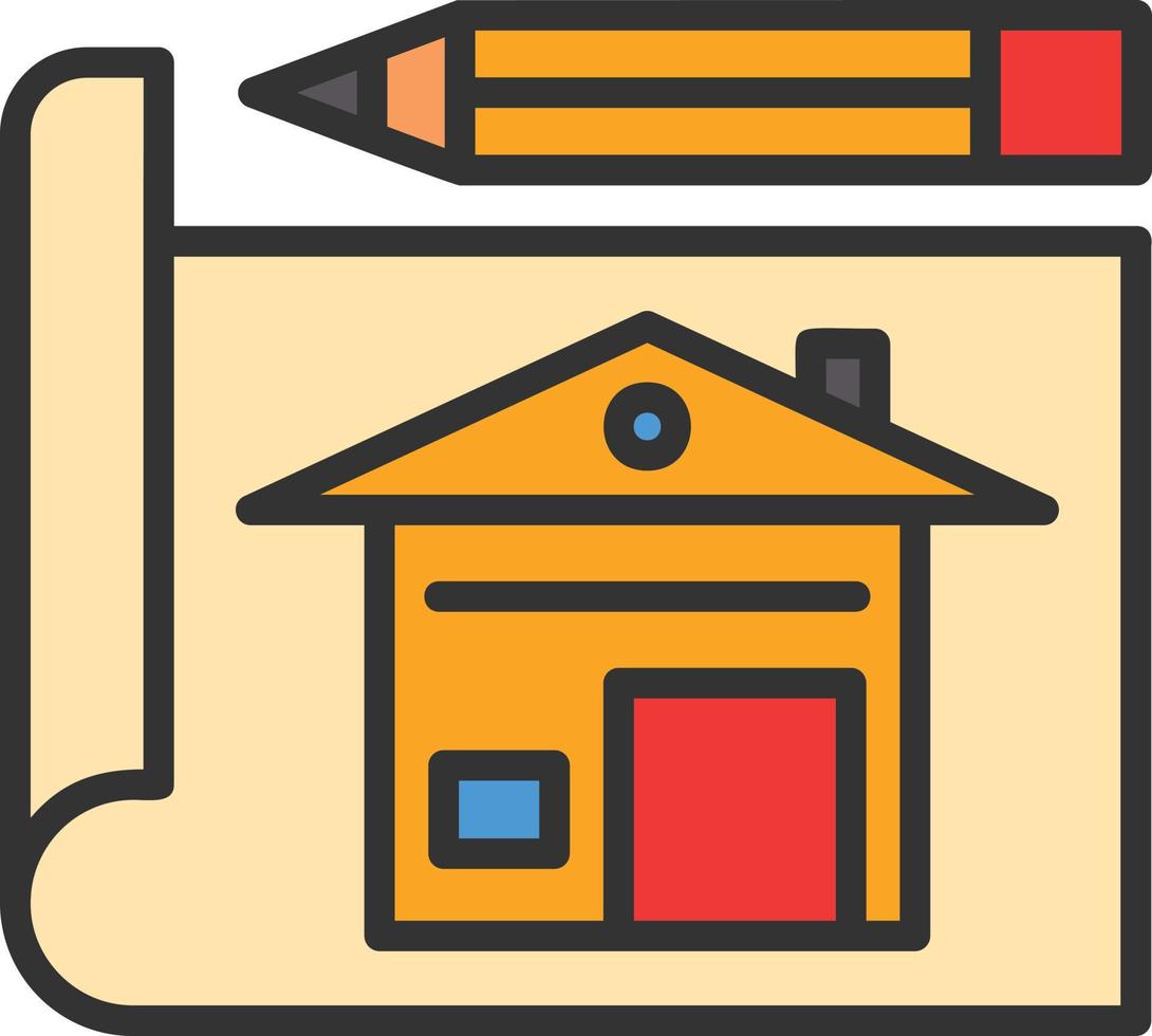 House Plan Line Filled Icon vector