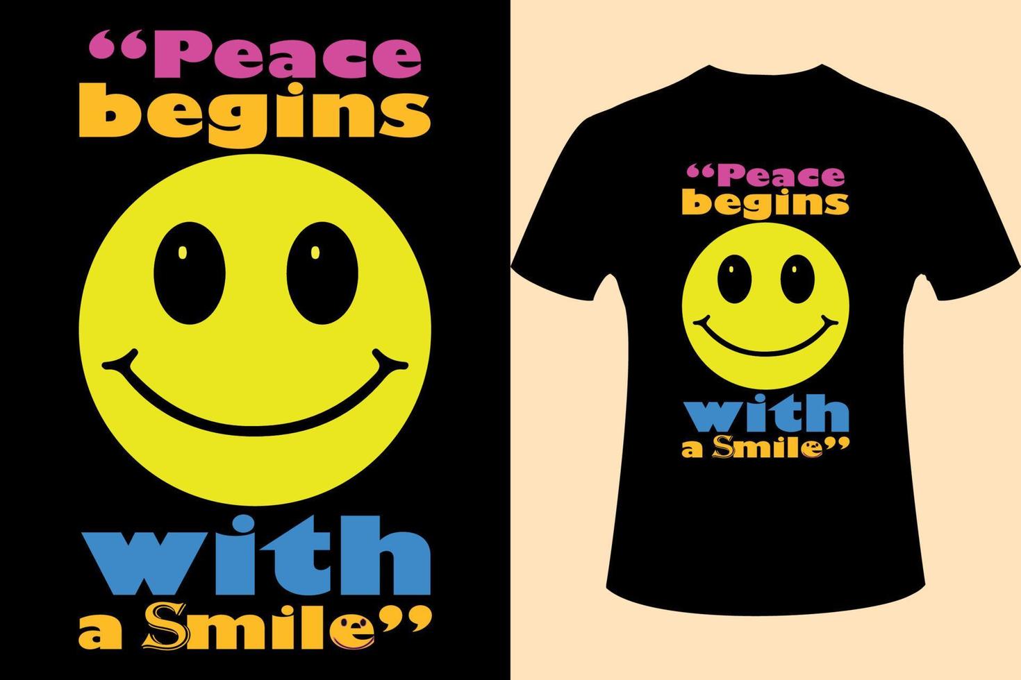 Smile emoji and typography texture illustration printing T-shirt Design. vector