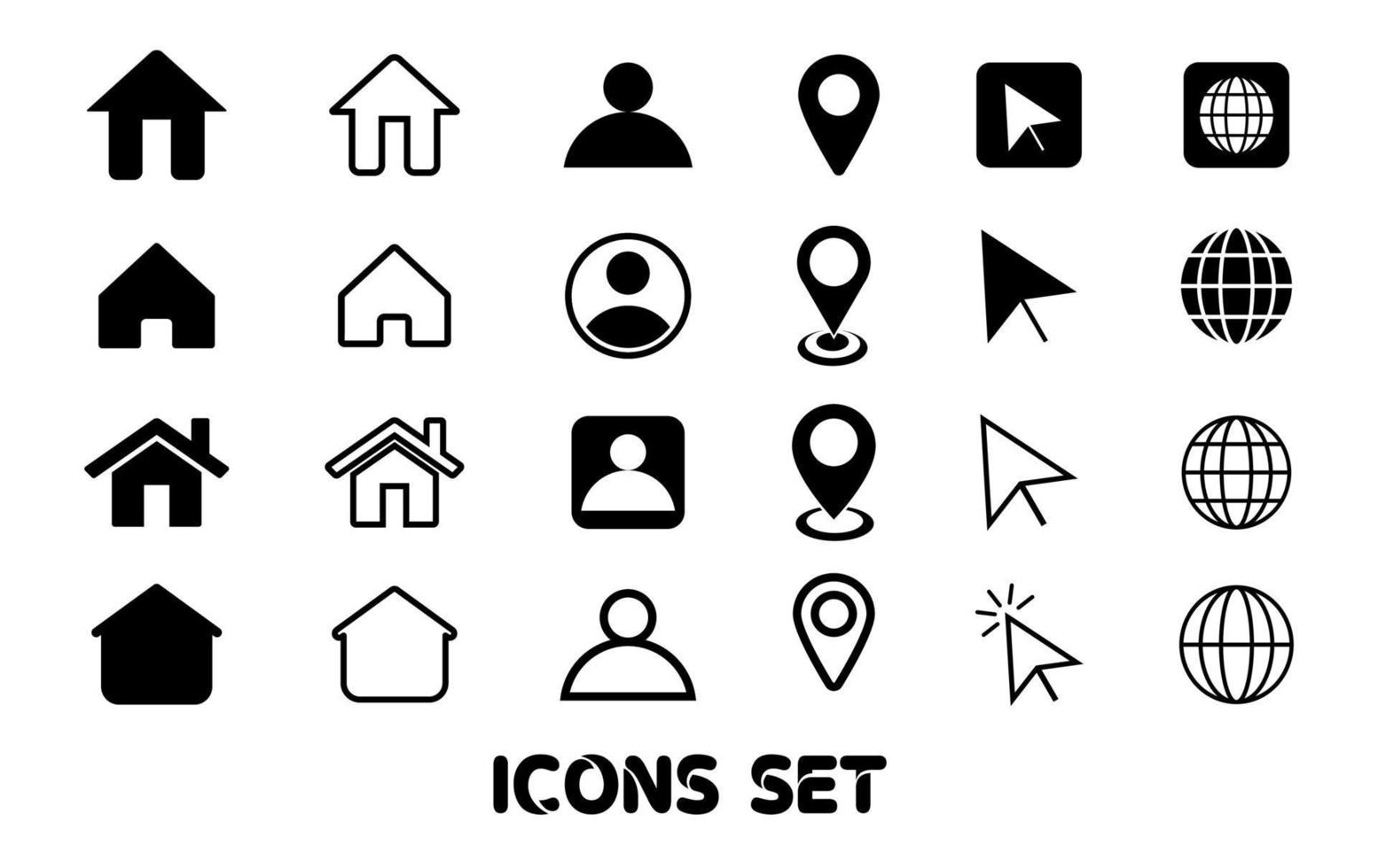 conjunto de 24 iconos web similares de línea moderna, icono web, iconos de contacto, ubicación e iconos de inicio. ilustración de iconos vector