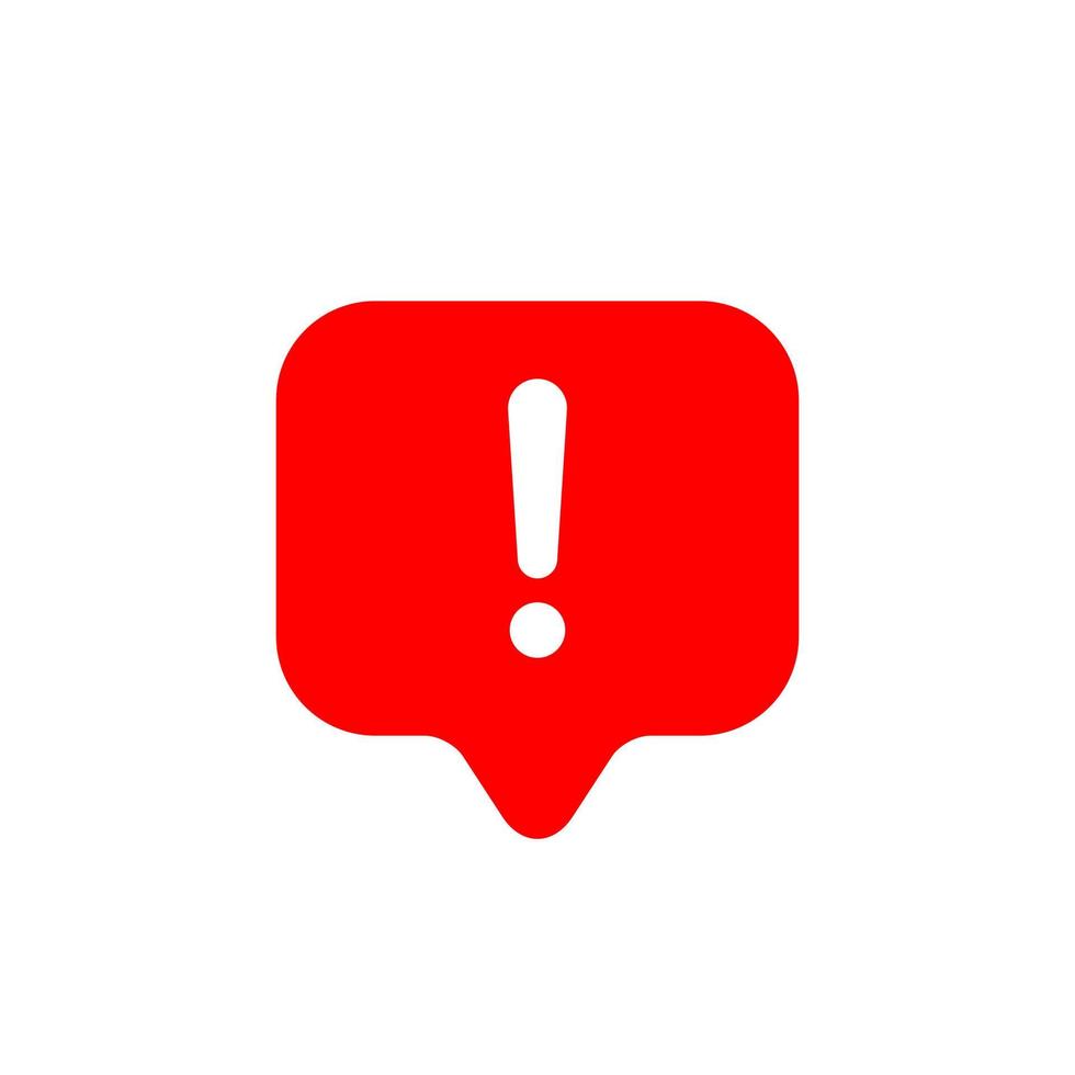 Warning, exclamation mark icon sign symbol isolated on speech bubble vector