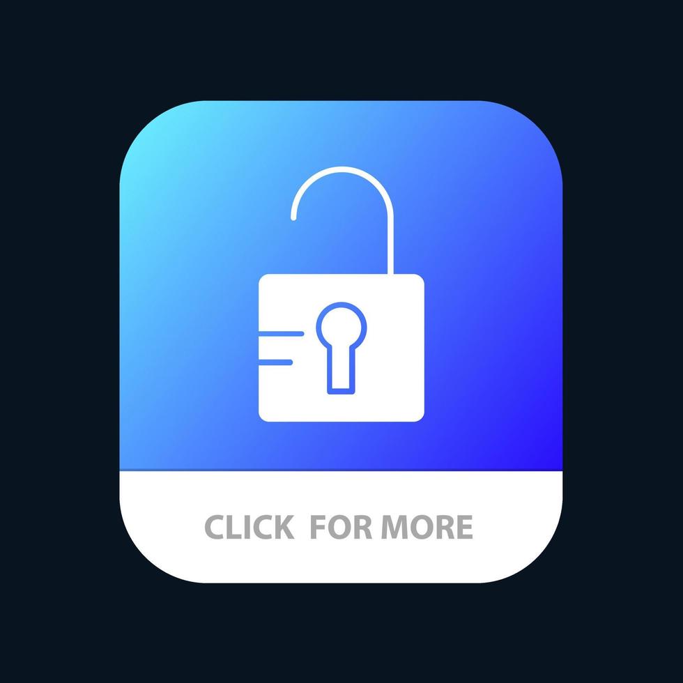 Unlock Study School Mobile App Button Android and IOS Glyph Version vector
