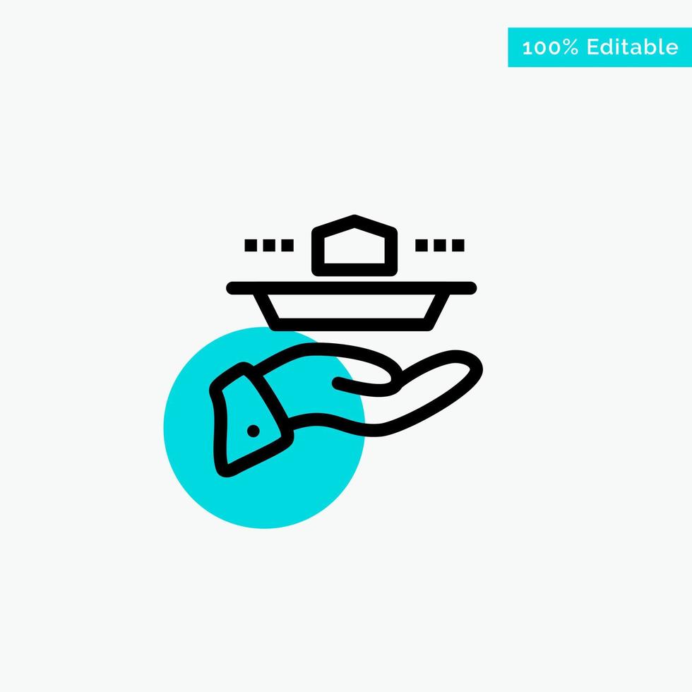 Waiter Restaurant Serve Lunch Dinner turquoise highlight circle point Vector icon