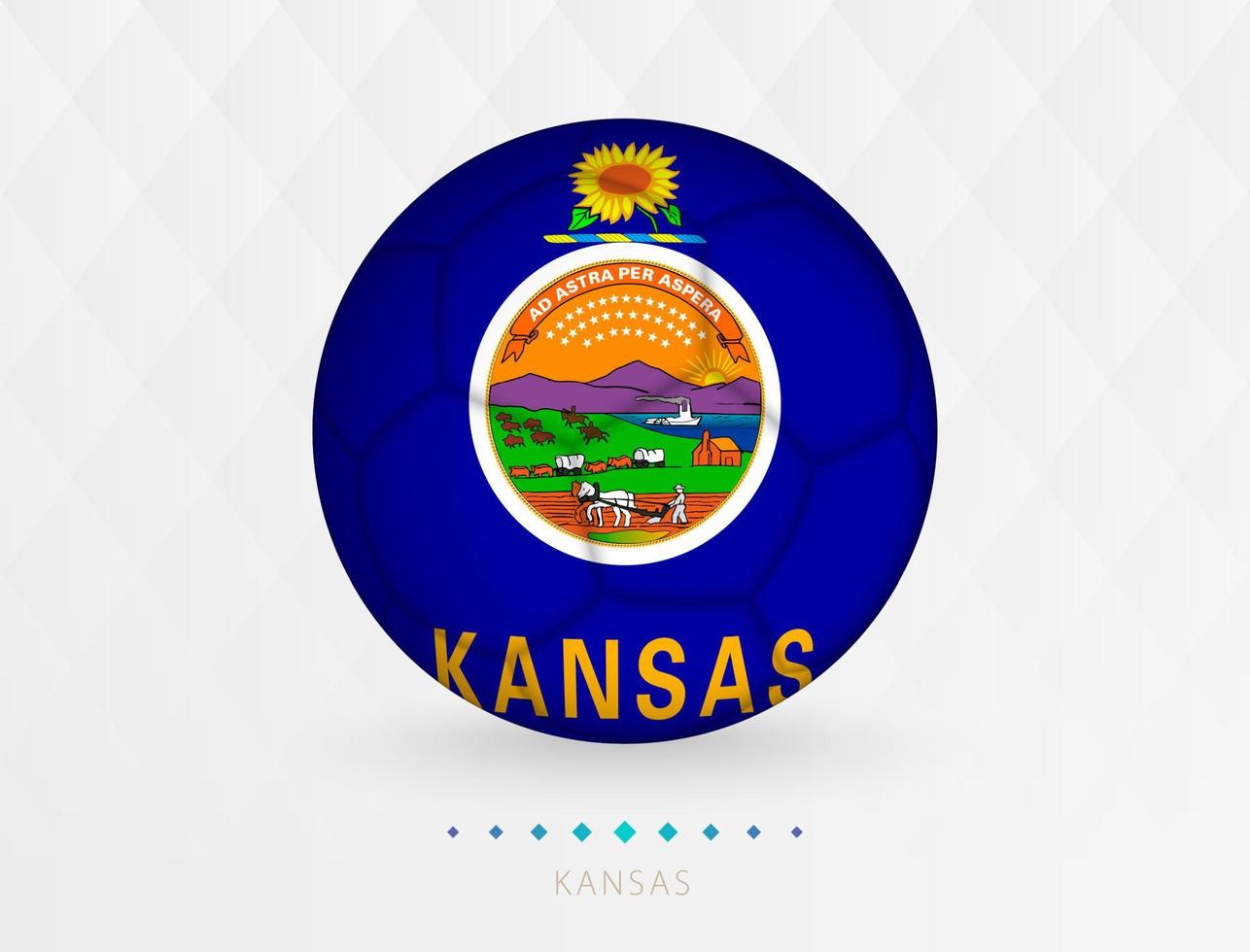 Football ball with Kansas flag pattern, soccer ball with flag of Kansas national team. vector
