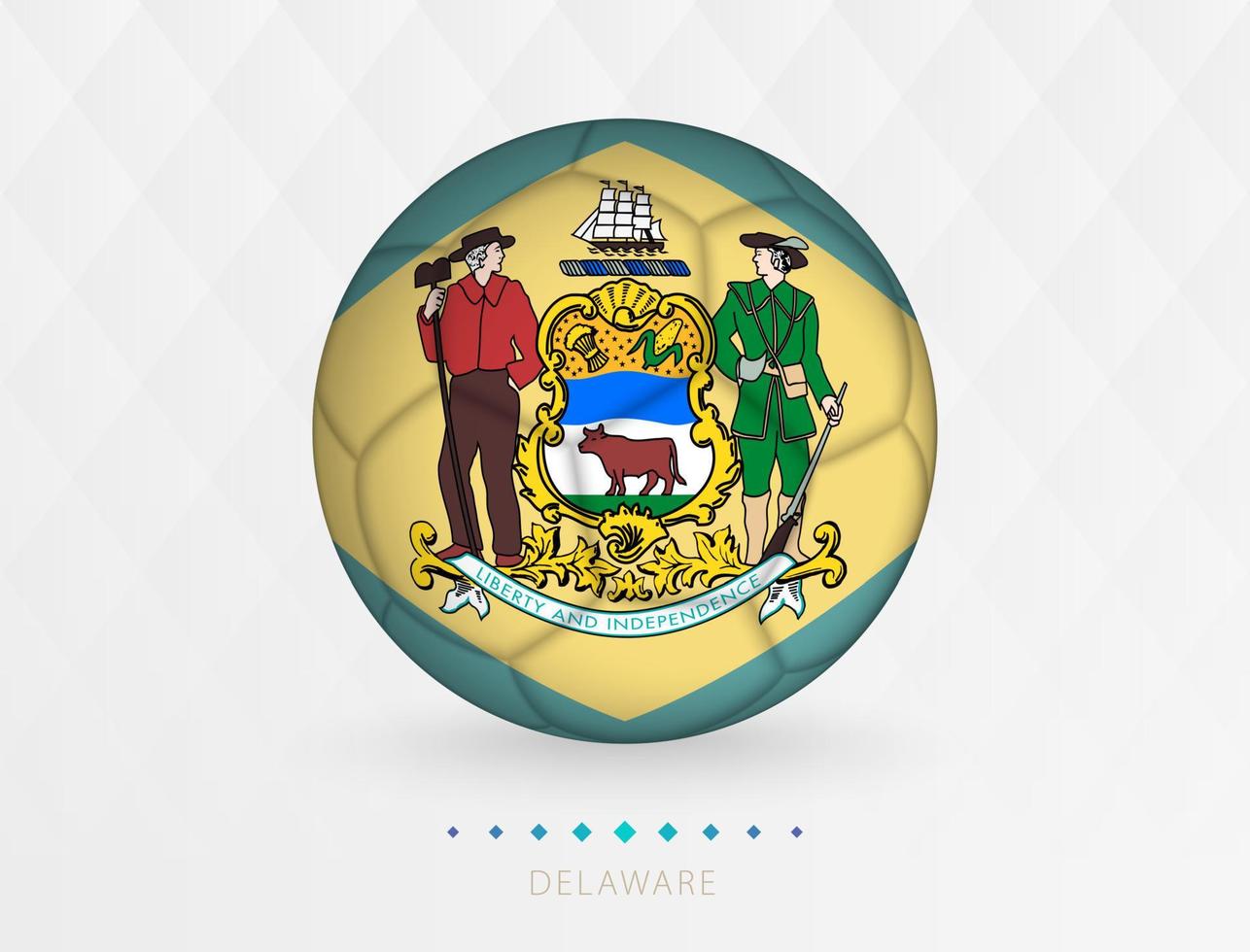 Football ball with Delaware flag pattern, soccer ball with flag of Delaware national team. vector