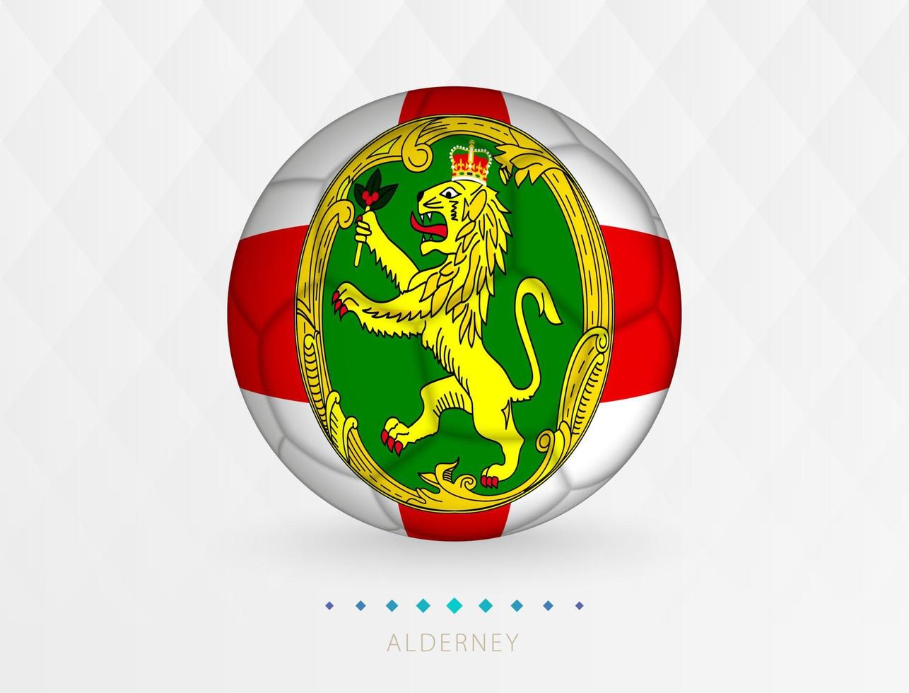 Football ball with Alderney flag pattern, soccer ball with flag of Alderney national team. vector