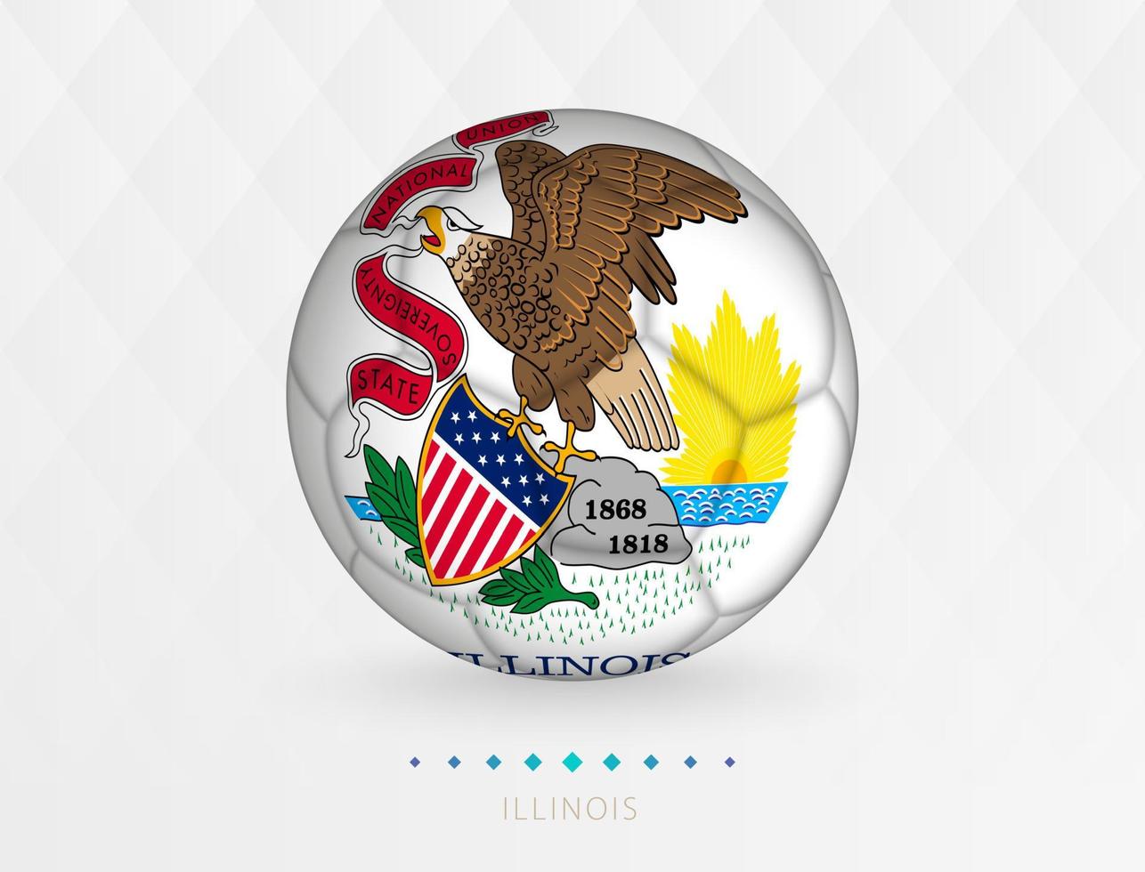Football ball with Illinois flag pattern, soccer ball with flag of Illinois national team. vector