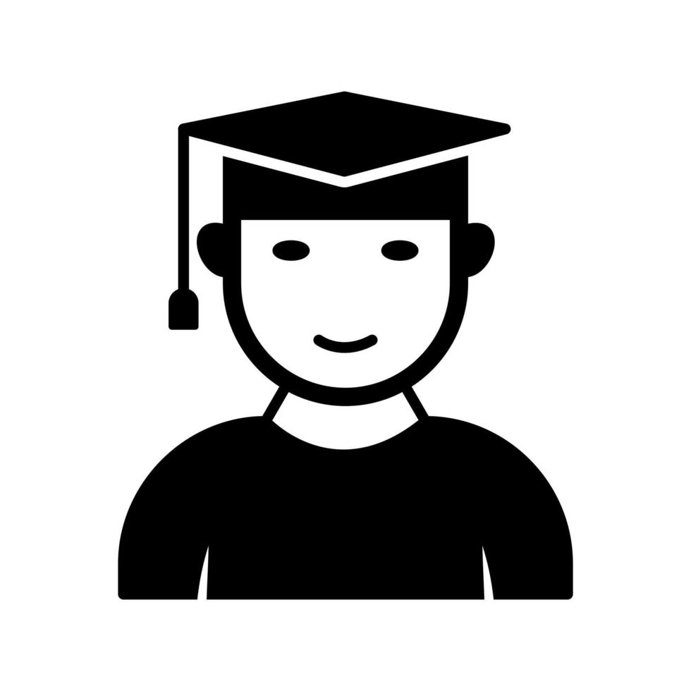 icono de vector de graduado masculino único