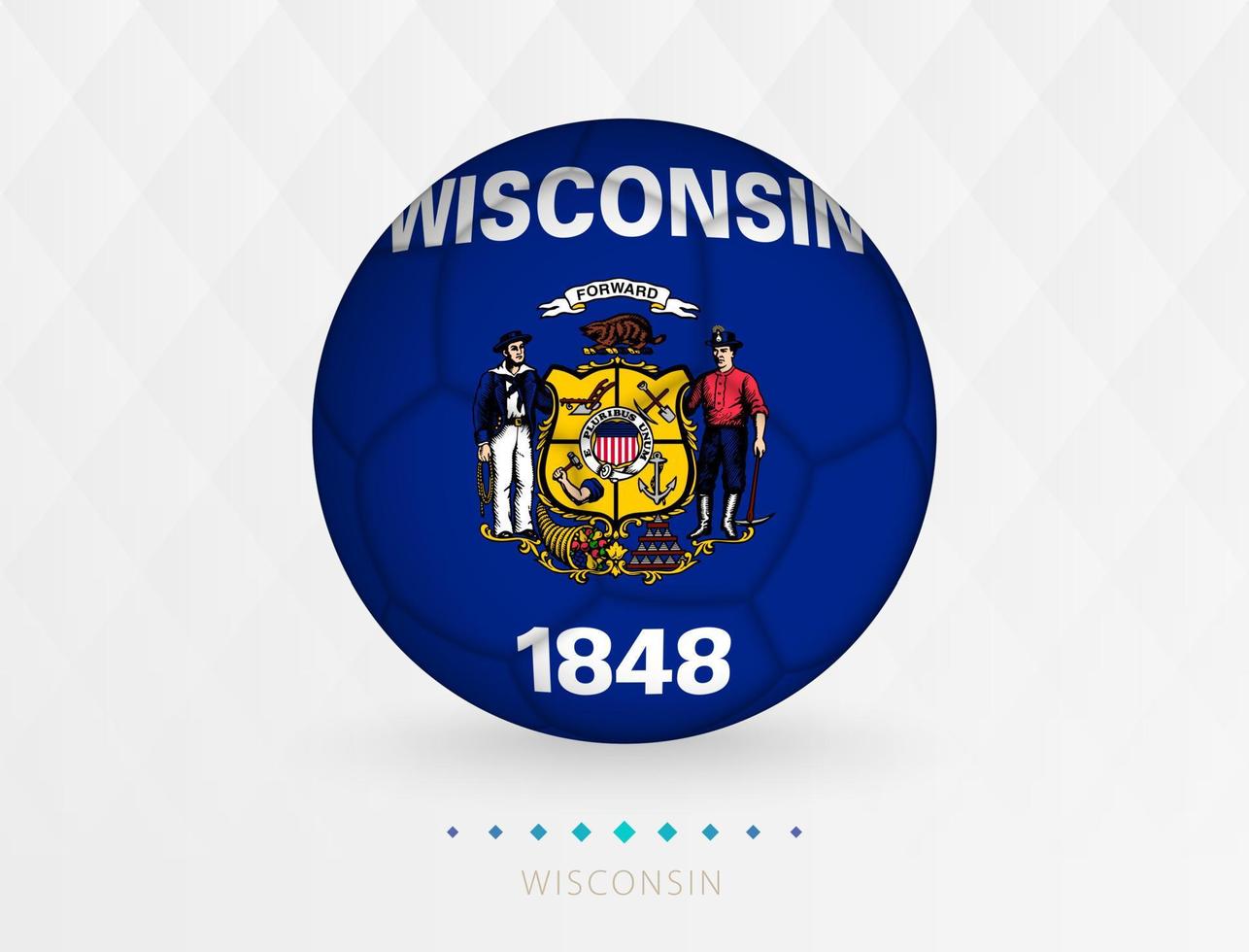 Football ball with Wisconsin flag pattern, soccer ball with flag of Wisconsin national team. vector