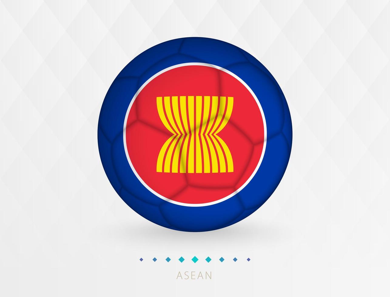 Football ball with ASEAN flag pattern, soccer ball with flag of ASEAN national team. vector