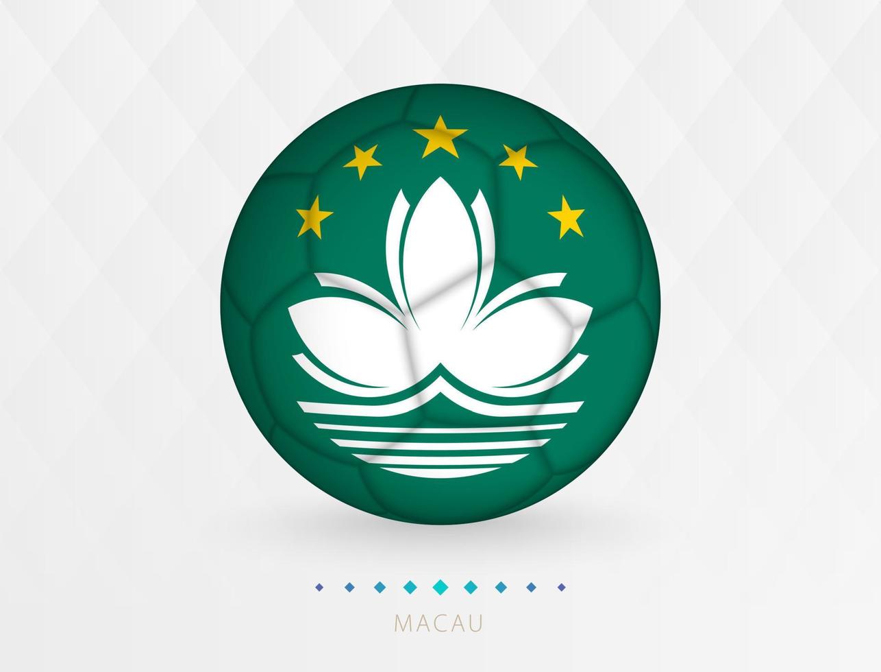 Football ball with Macau flag pattern, soccer ball with flag of Macau national team. vector