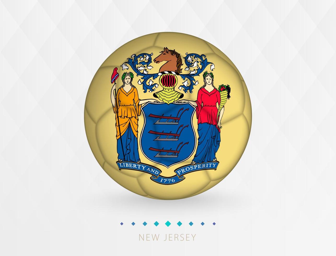 Football ball with New Jersey flag pattern, soccer ball with flag of New Jersey national team. vector
