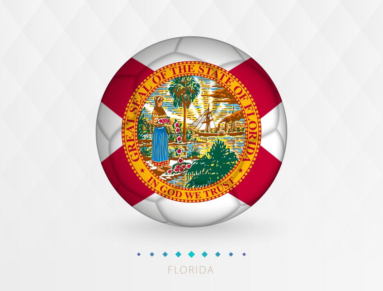 Football ball with Florida flag pattern, soccer ball with flag of Florida national team. vector