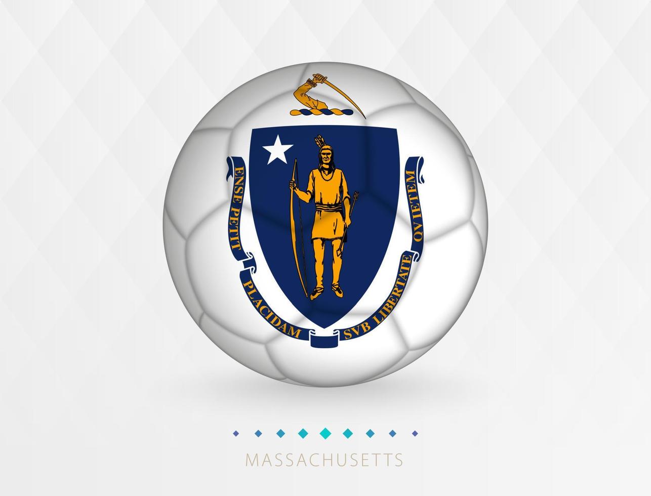Football ball with Massachusetts flag pattern, soccer ball with flag of Massachusetts national team. vector