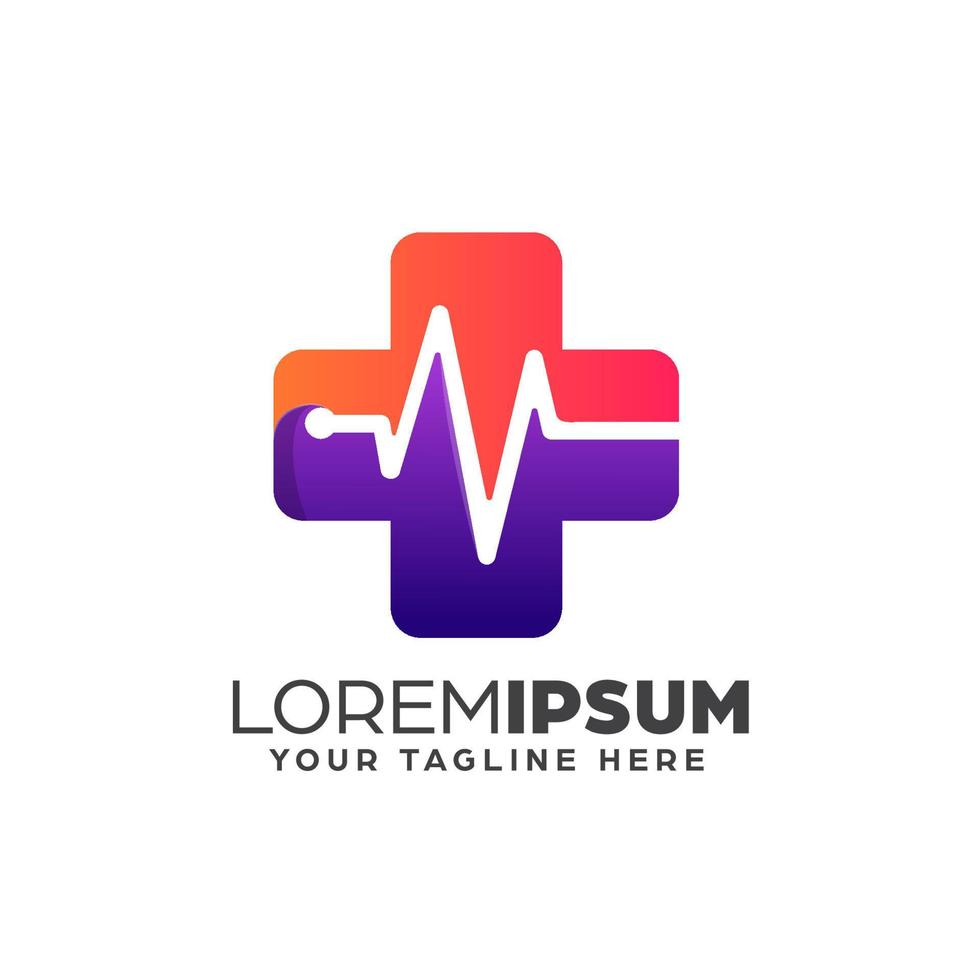 Gradient Abstract Health Pulse Logo Design Template vector