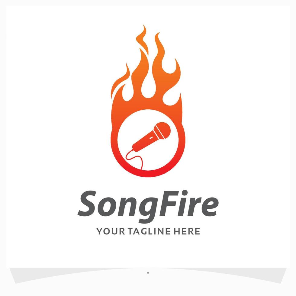 long fire logo design template vector