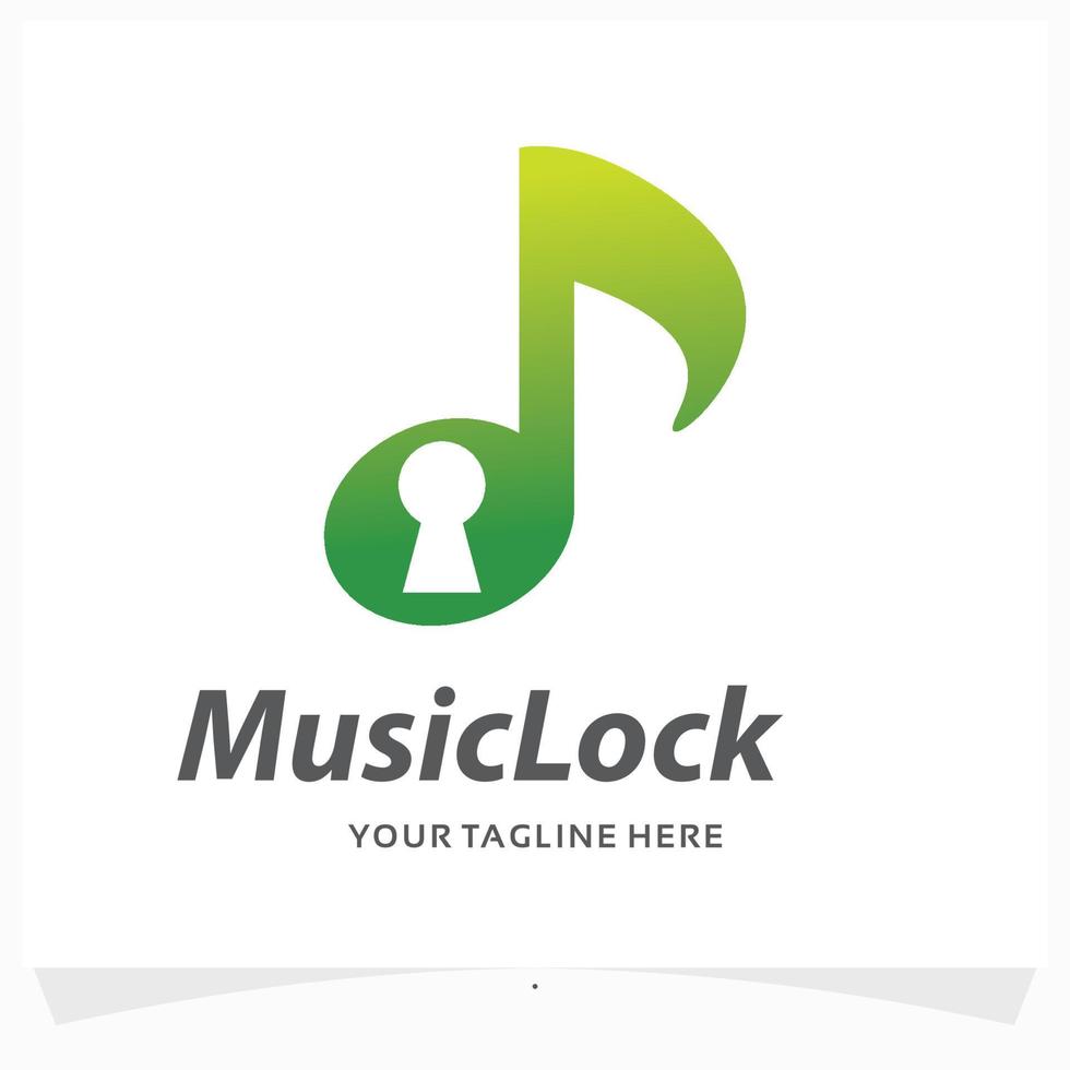 music lock logo design template vector