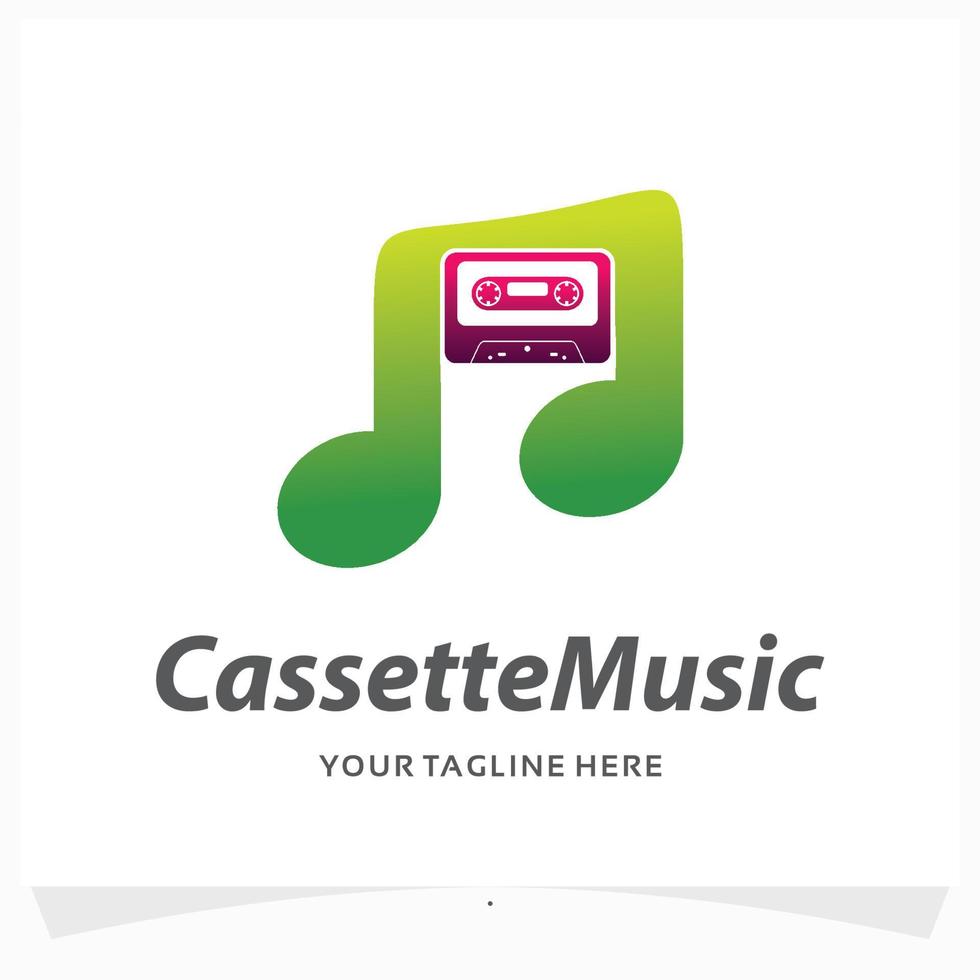 cassette music logo design template vector