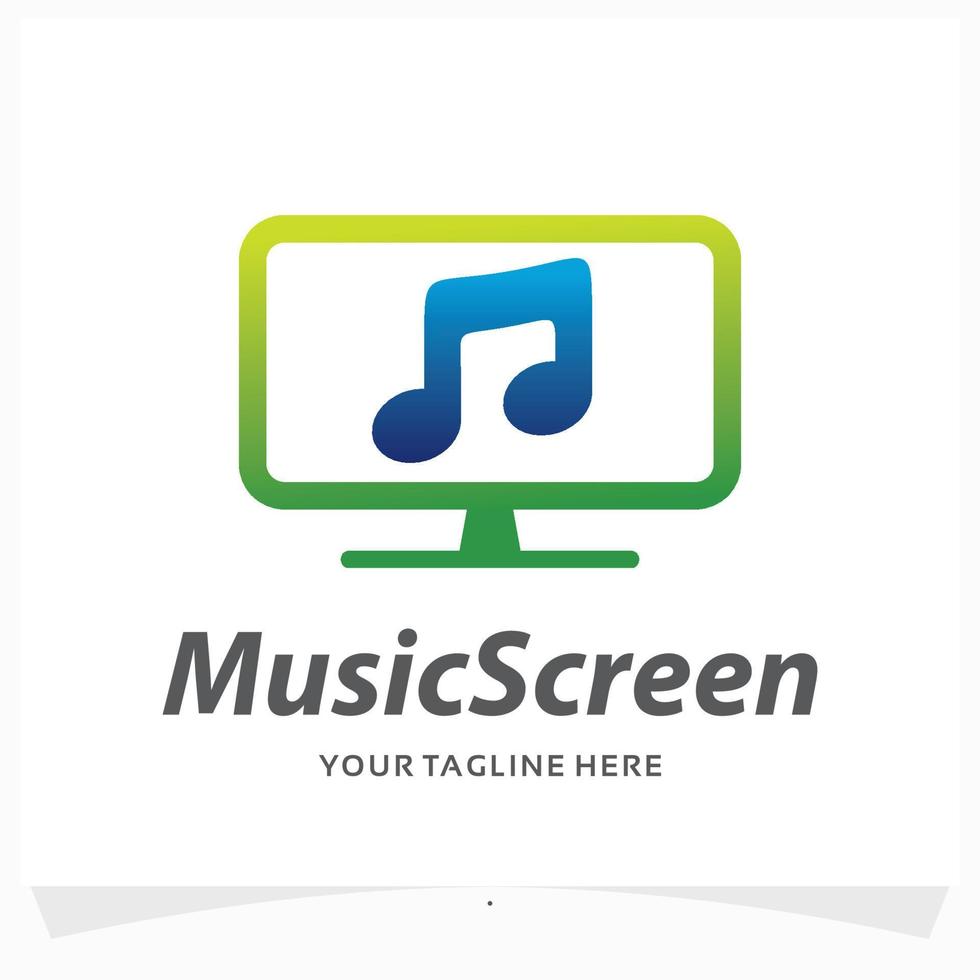 music screen logo design template vector