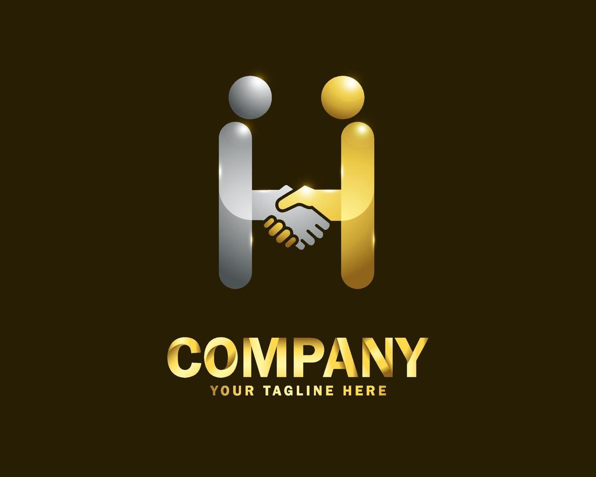 luxury gold letter H deal logo design template vector