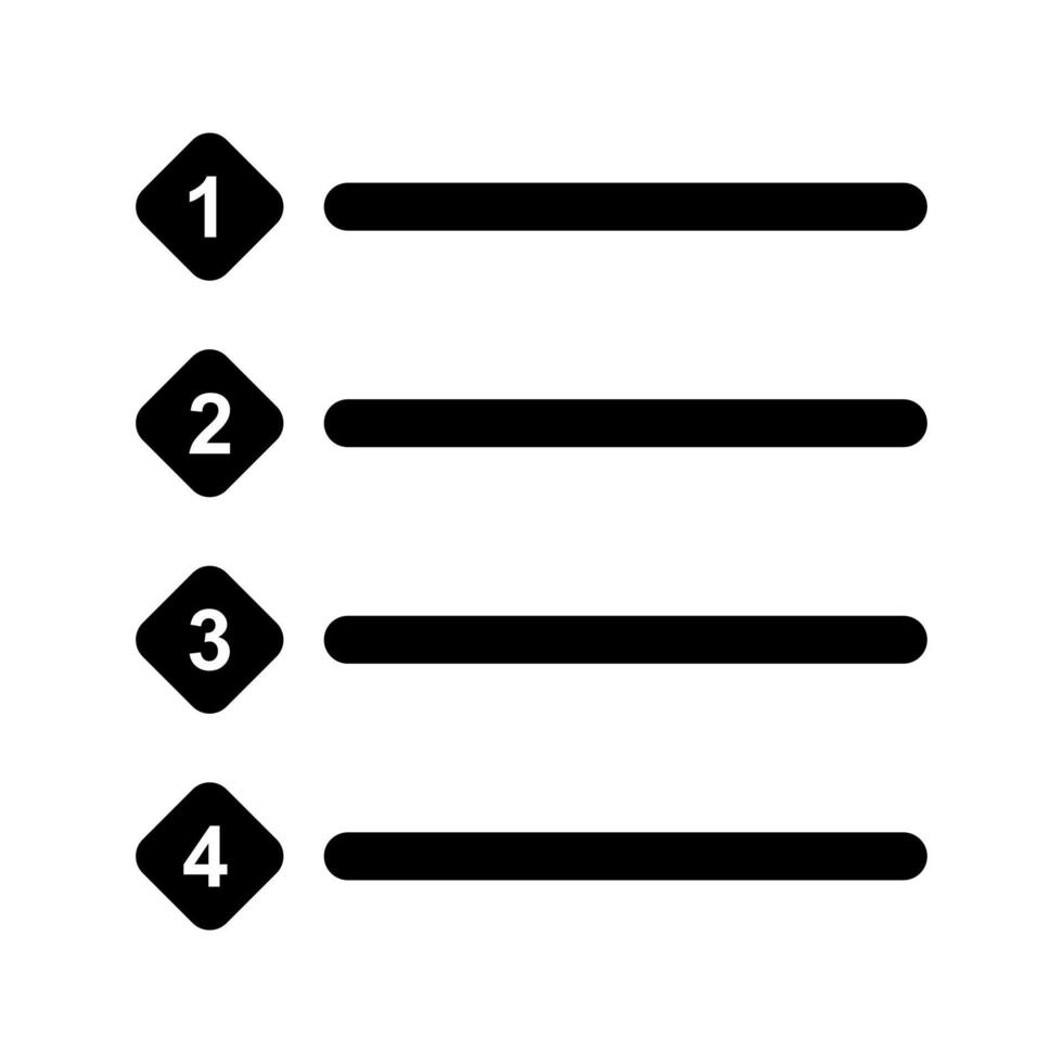 icono de vector de lista numerada única