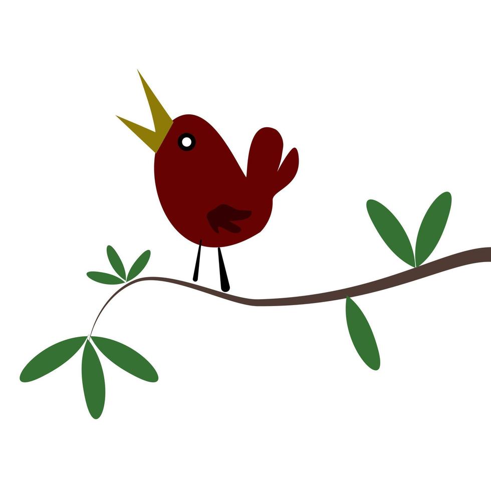 birds on a branch, illustration of a singing bird vector
