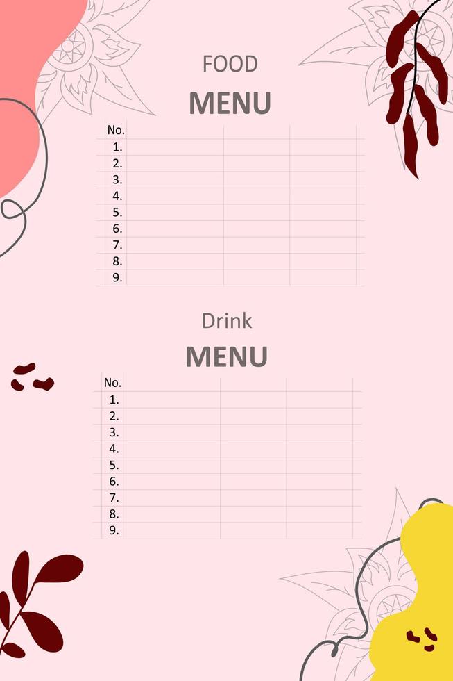 menu drink  food background with butterflies and flowers vector