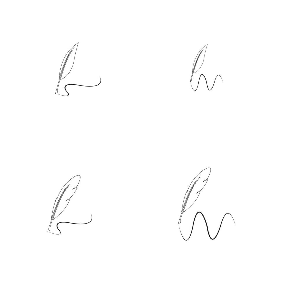 feather quill pen icon vector