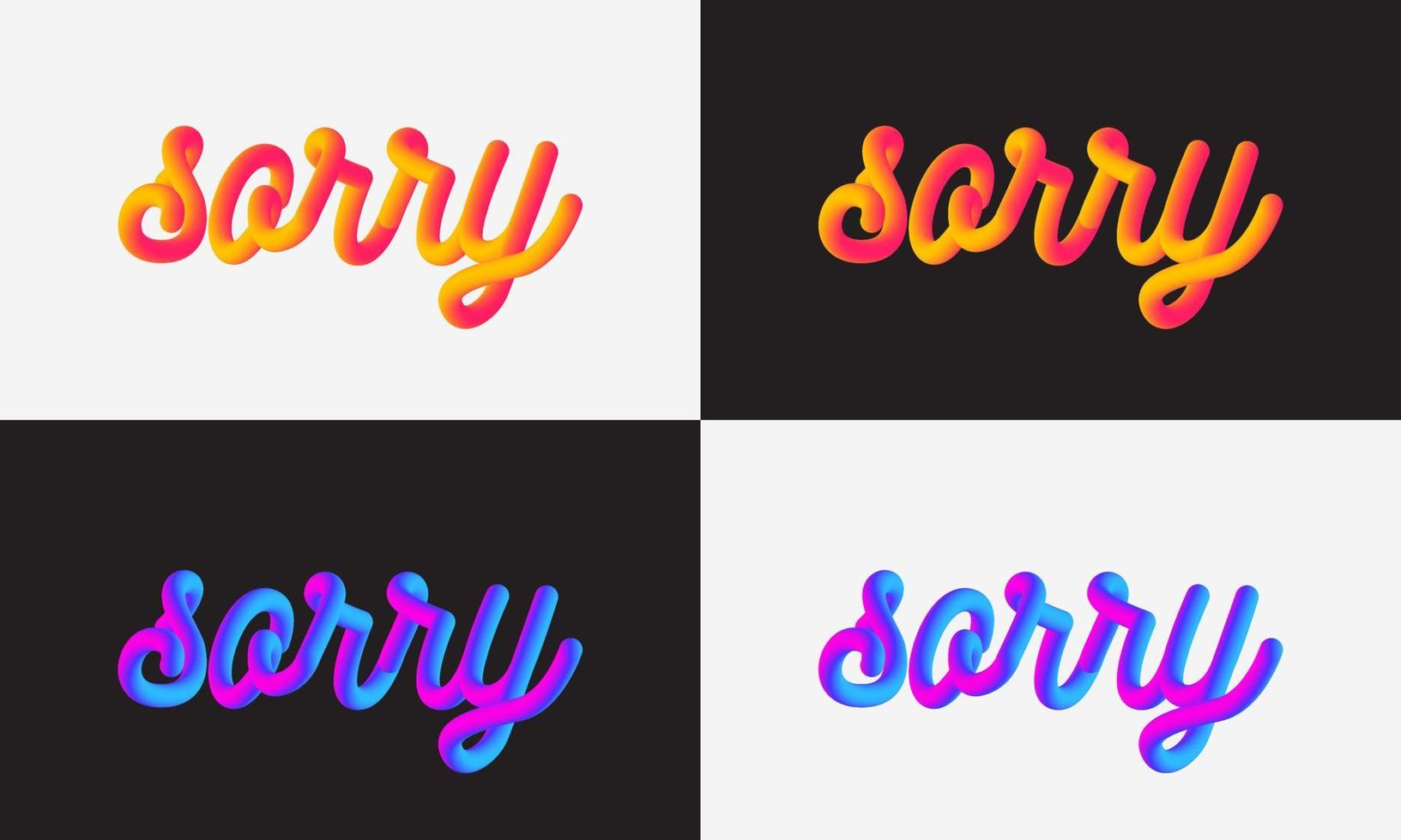 Modern Sorry lettering line Blend Background, Vibrant gradient blended fluid vector