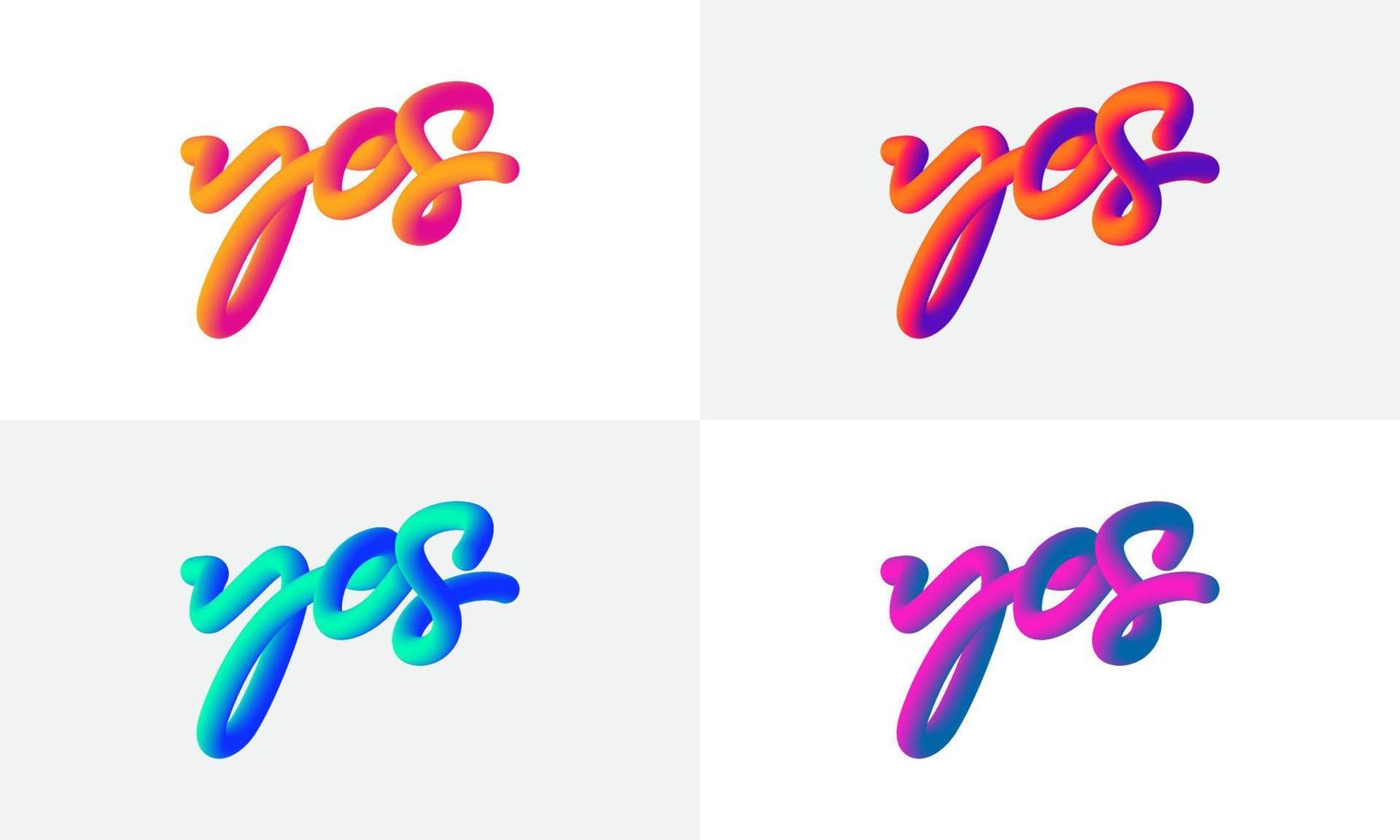 Modern Yes lettering line Blend Background, Vibrant gradient blended fluid vector